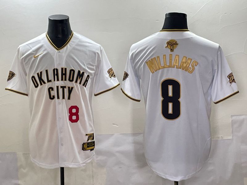 Men 2025 Oklahoma City Thunder #8 Williams White Gold Nike Joint Name NBA Jersey style 12->oklahoma city thunder->NBA Jersey